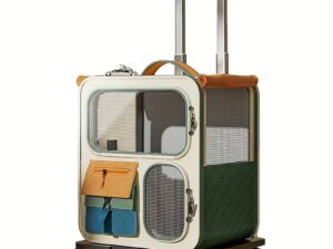 Pet Rolling Suitcase with Five Silent Wheels, Anti-Slip And Shockproof Cat Carrier for Convenient Outdoor Use, Breathable Mesh Dual-Shoulder Backpack with Large Capacity, Suitable for Carrying Or Pulling, for Cats And Dogs Up to 10Kg.