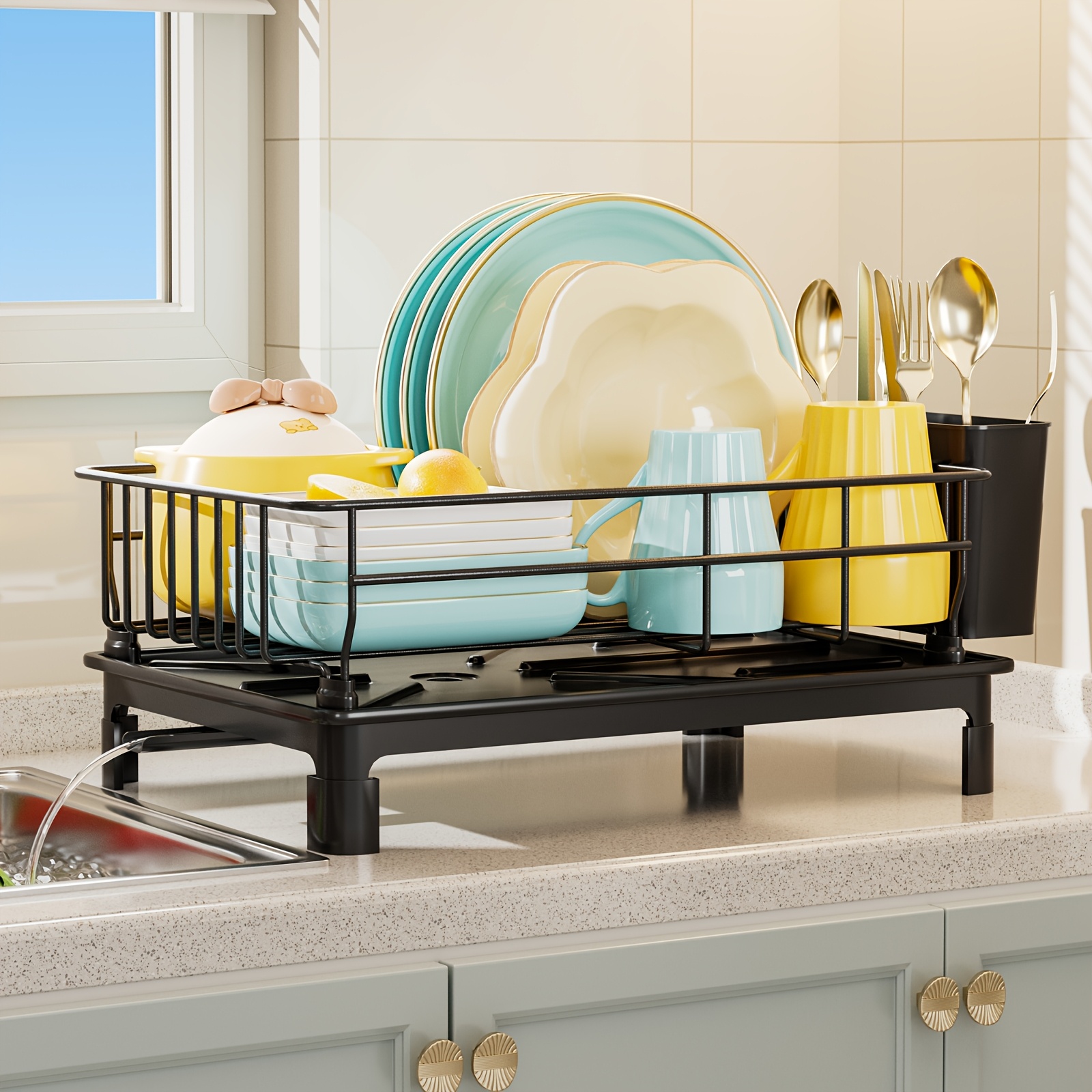 Space-Saving Dish Rack with Cutlery Holder & Drainboard – Only RM17.99! Limited Stock Available!